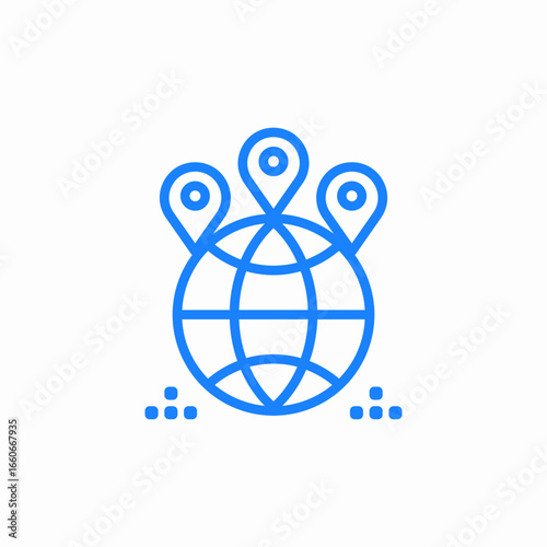 global network locations icon sign vector