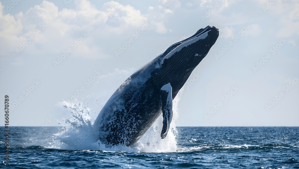 Fototapeta premium Humpback Whale Breaching out of the Ocean