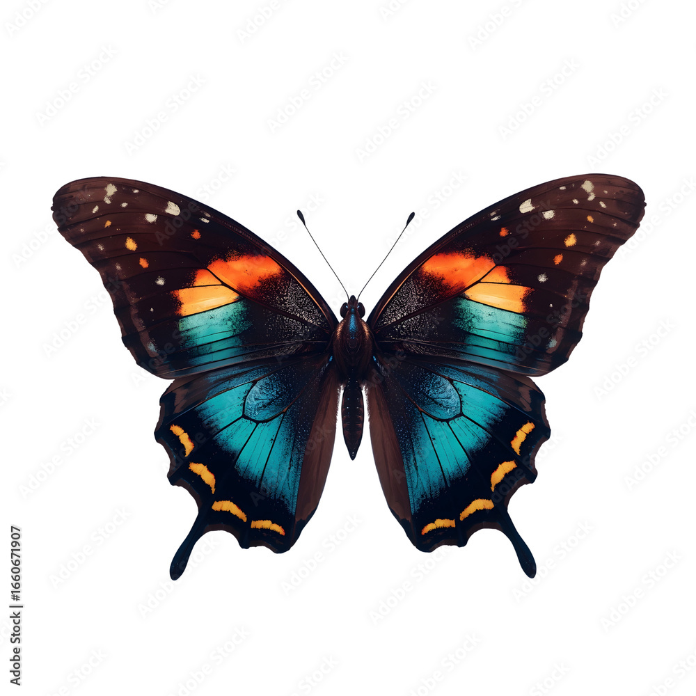Obraz premium Turquoise and Black Swallowtail Butterfly Isolated on White