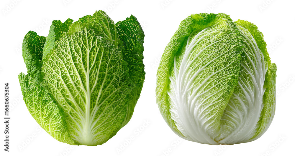 Fototapeta premium Fresh Cabbage Heads Isolated on Transparent Background for Food Use