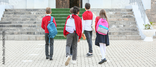 Group of pupils going to sc...