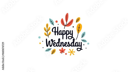 Happy Wednesday floral greeting card illustration design