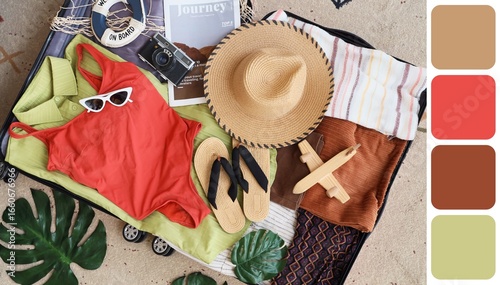 Open suitcase with clothes ...