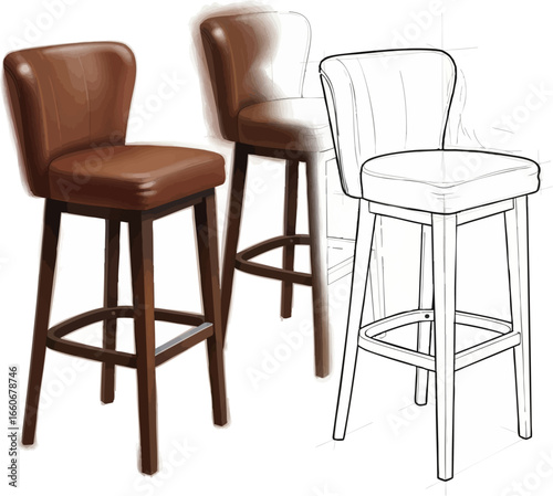 The Social Seat Bar Stools Sketch