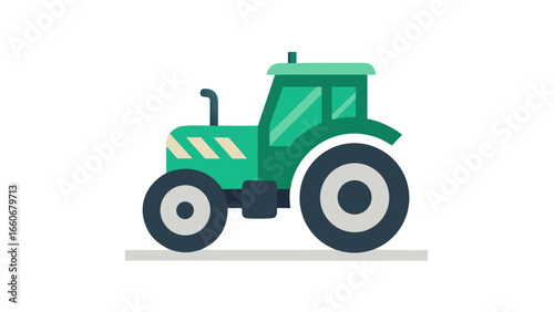 Flat and Minimal Tractor mascot logo vector illustration isolated on white background
