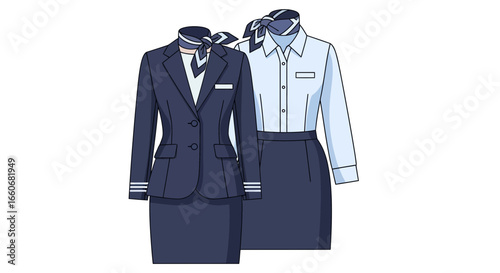 Elegant flight attendant uniform illustration on a clean white background