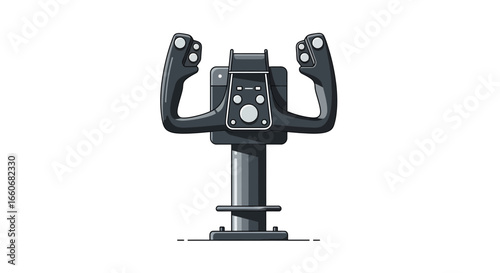 Illustration of a vintage style airplane control yoke, cockpit equipment