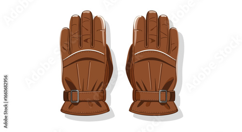 Stylish brown leather gloves with buckle straps for winter adventures