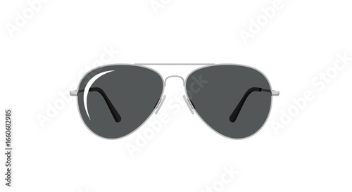 Stylish silver frame aviator sunglasses isolated on a clean white canvas