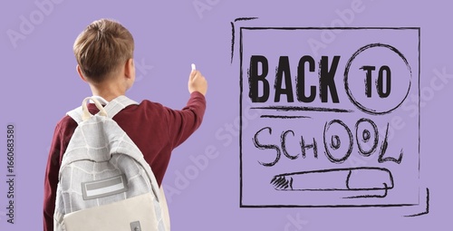 Little boy with backpack an...