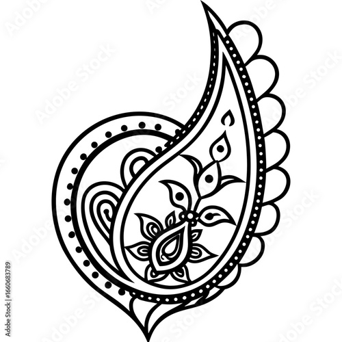 Golden Paisley Motif Vector on White