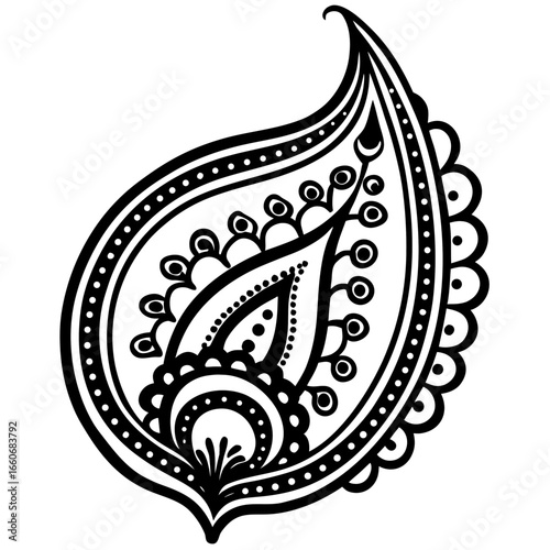 Golden Paisley Motif Vector on White