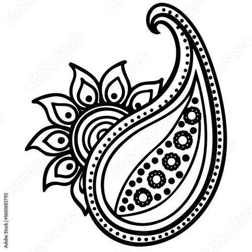 Golden Paisley Motif Vector on White