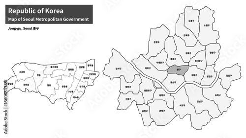 Seoul Jung-gu Map - Administrative Districts and Neighborhoods of Jung District, South Korea