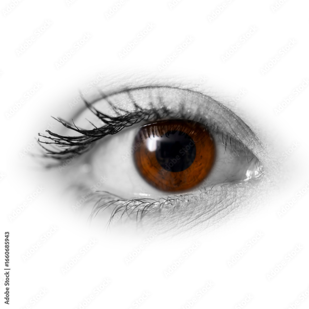 Fototapeta premium Face of young woman with brown eyes, close up