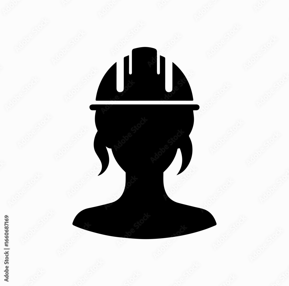 Naklejka premium Construction Worker Helmet Silhouette – Hard Hat Vector Icon