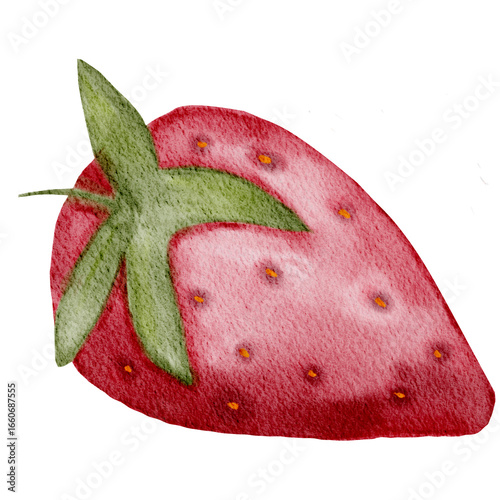 red watercolor strawberry