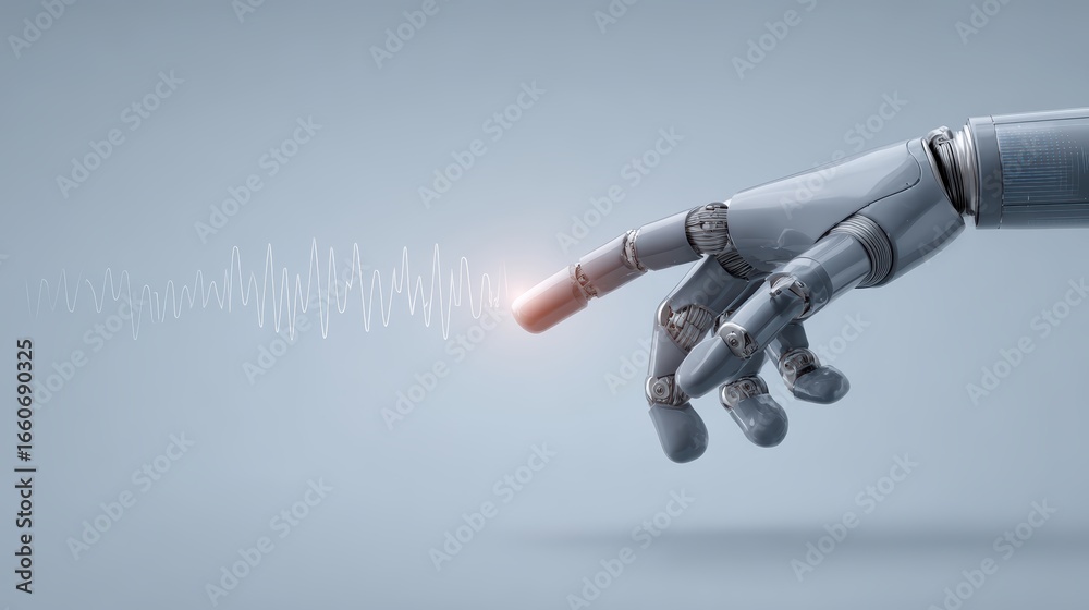 Fototapeta premium AI Touch, Technology, Innovation, Robot Hand, Future Interface