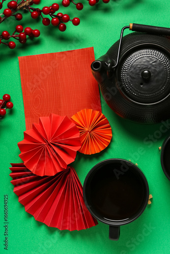 Greeting card with teapot, ...