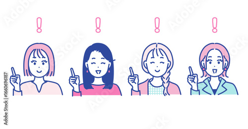 指差しをする女性のイラスト素材