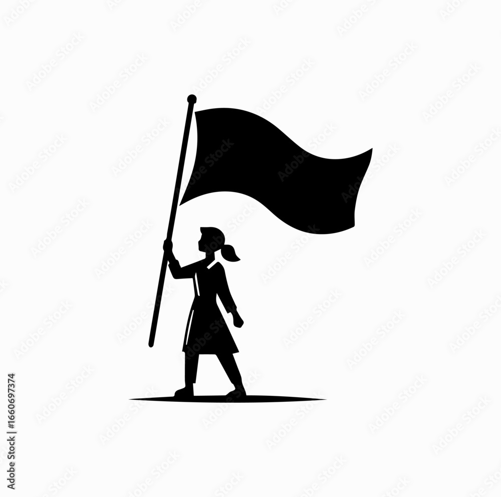 Fototapeta premium Worker Silhouette with Flag – Labor Day Celebration Vector