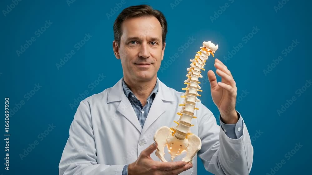 Doctor Explaining Spinal Anatomy: Model Spine Examination and Vertebral ...