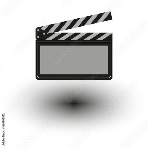Clapperboard film icon. Movie production symbol. Cinema slate Vector. Video recording equipment.