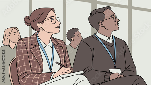 Attendees at a Conference Listening Attentively.