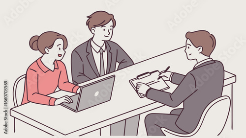 Business Interview Meeting with Two Candidates.