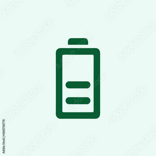 Green battery icon with two bars indicating low charge level.