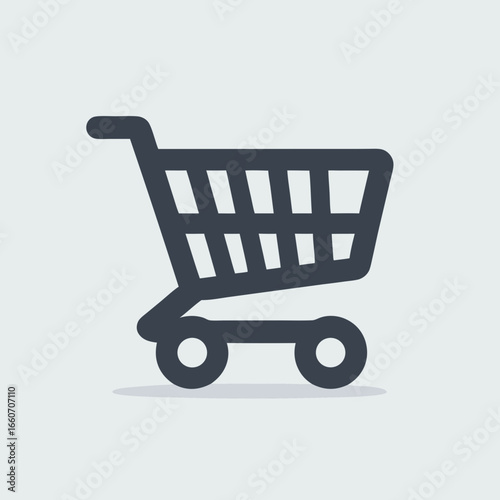 Simple Dark Grey Shopping Cart Icon Vector.