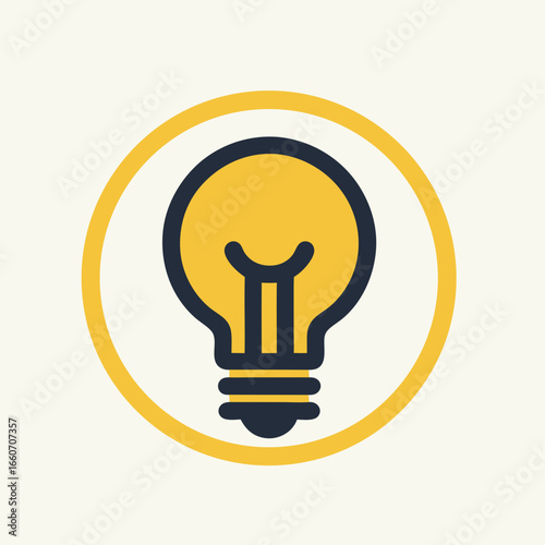 Stylized Yellow Light Bulb Icon in Circle.