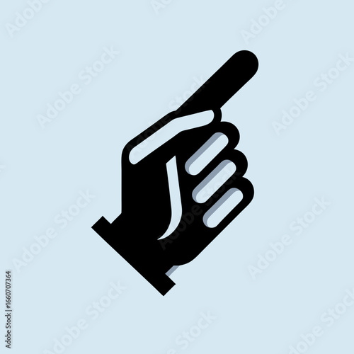 Upward pointing black hand icon with white outline.