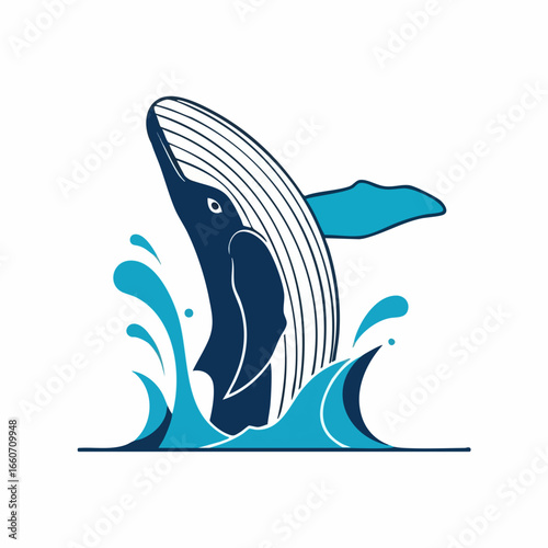 Humpback Whale Breaching Ocean Waves