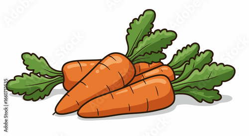 A vibrant vector illustration showcases a collection of fresh, orange carrots with lush green tops, perfect for culinary or healthy eating themed projects, available as a PNG.