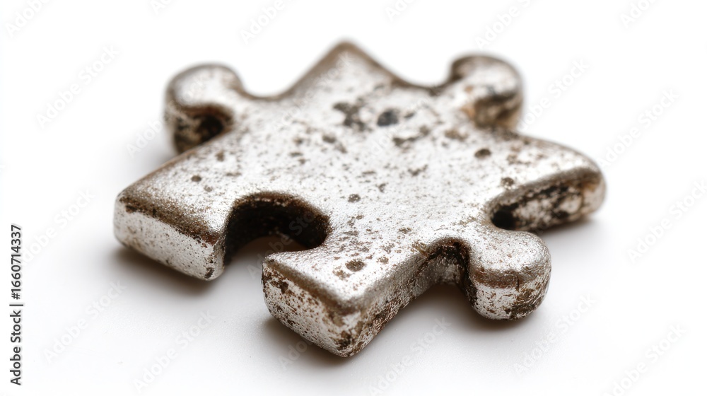 Fototapeta premium Close-up of a single, aged puzzle piece