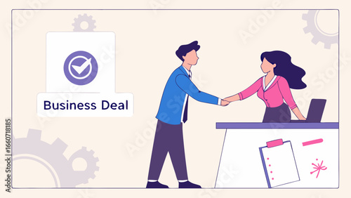 Businesspeople shaking hands concluding a deal.