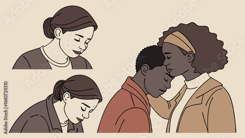 Diverse Couple in Comforting Embrace.