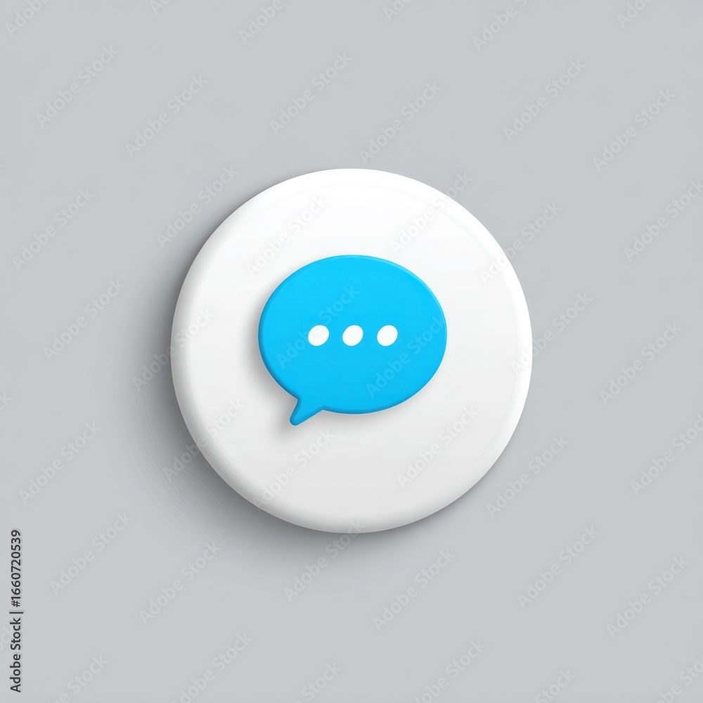 White button with blue speech bubble White button with blue speech bubble