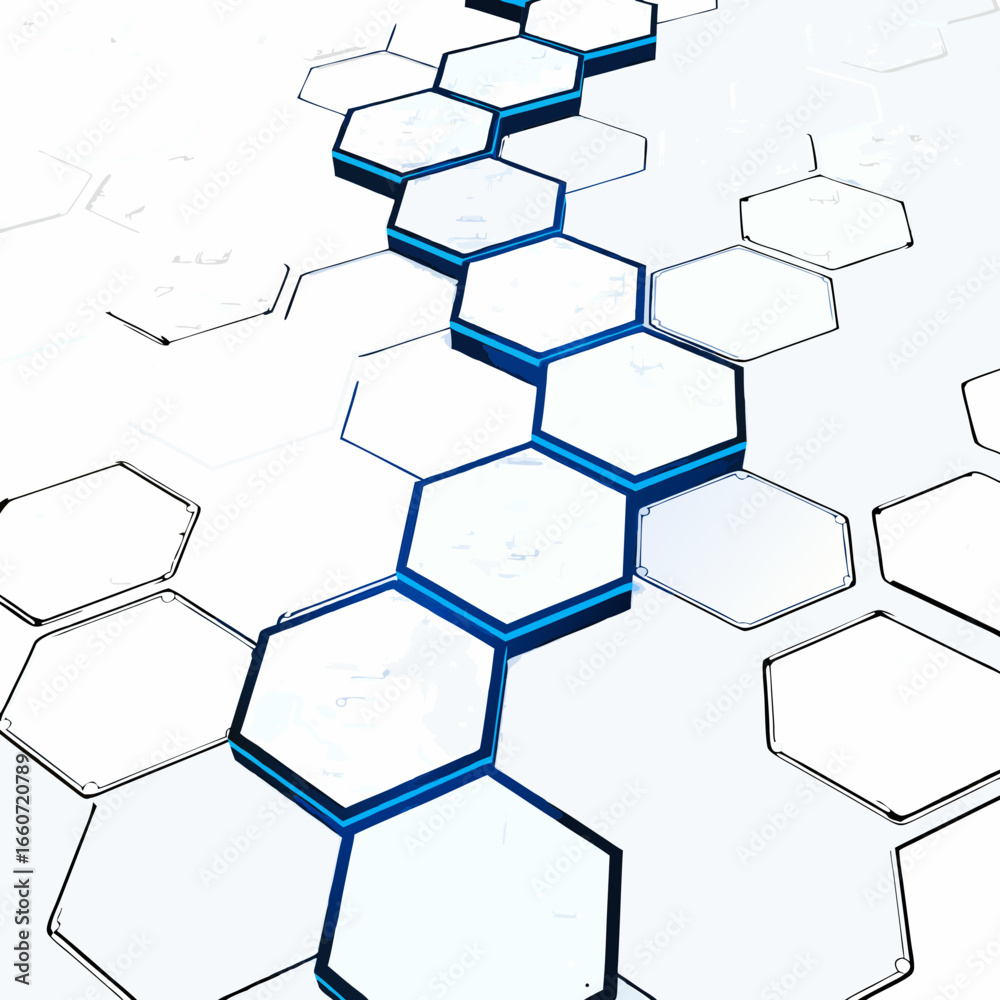 Fototapeta premium 3D hexagon mesh grid abstract background, futuristic digital design