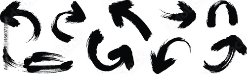 Hand Drawn Arrows Set Brush Stroke Style Collection on White Background