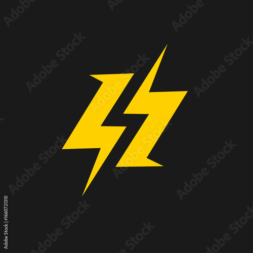 Yellow Lightning Bolt on Black Background