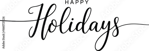 HandLettered Happy Holidays Isolated on a White Transparent Background
