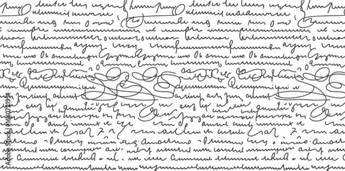 Seamless Handwriting Text Pattern Vintage Script Calligraphy on White Background