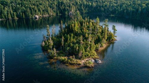 Island in quiet lake