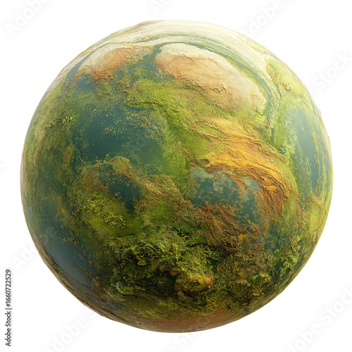 Green planet earth isolated on transparent background 