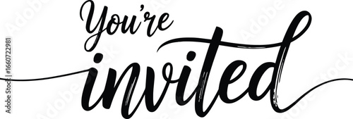 You're Invited Calligraphy Lettering Text on Transparent Background for Celebrations
