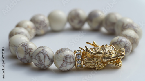 Beaded bracelet with dragon head charm
