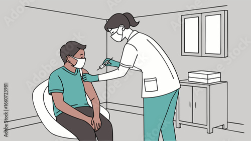 Medical Professional Administering Vaccine to Patient.