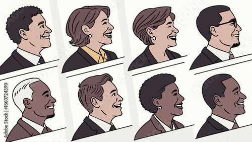 Profile Portraits of Diverse Political Figures.